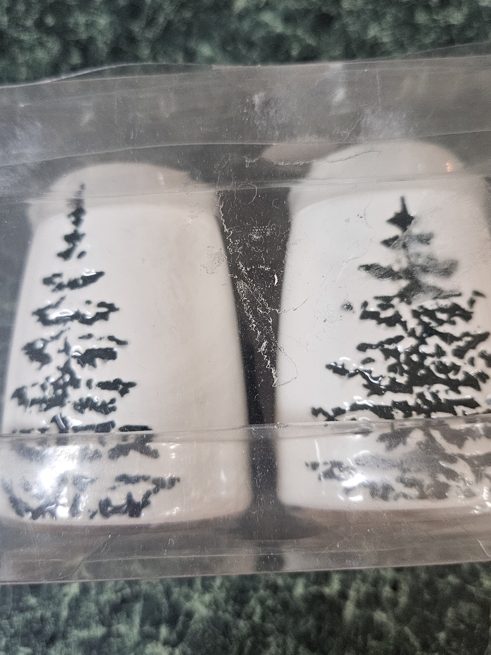Modern Farmhouse Ceramic Winter Pine Tree Salt & Pepper Shaker Set NWT Kirklands